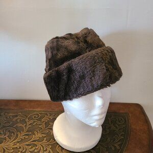 Vintage United Hatters union-made Faux Fur Hat - Large - unisex Ear Cover